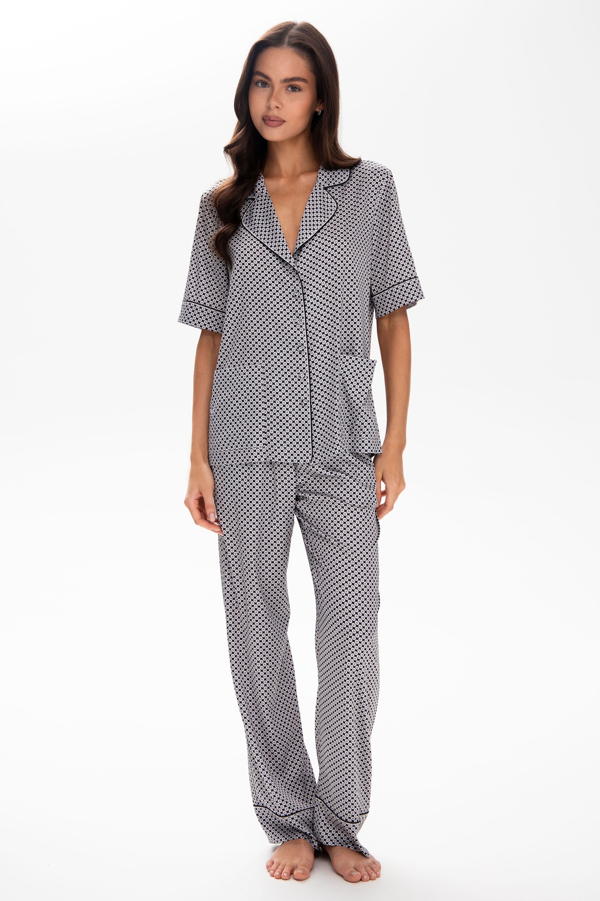 Шелковая пижама Луїза 25108 black/gray