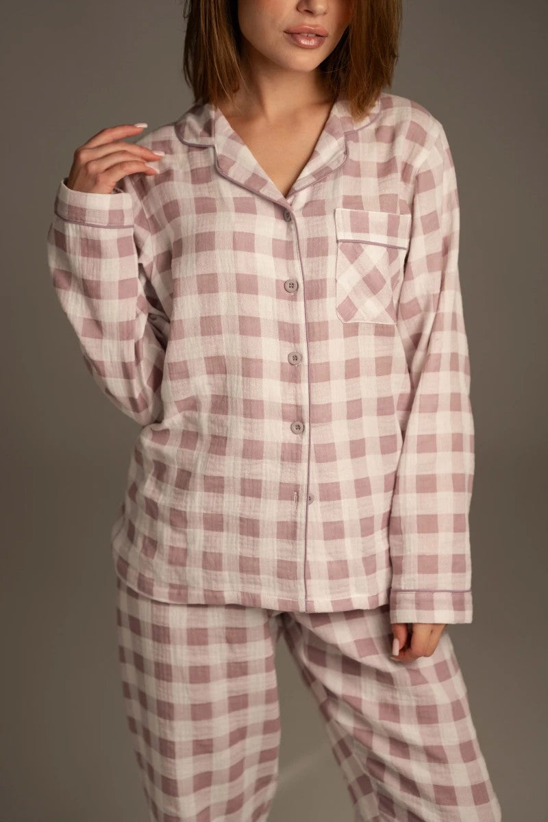 Муслиновая пижама в клетку 25059