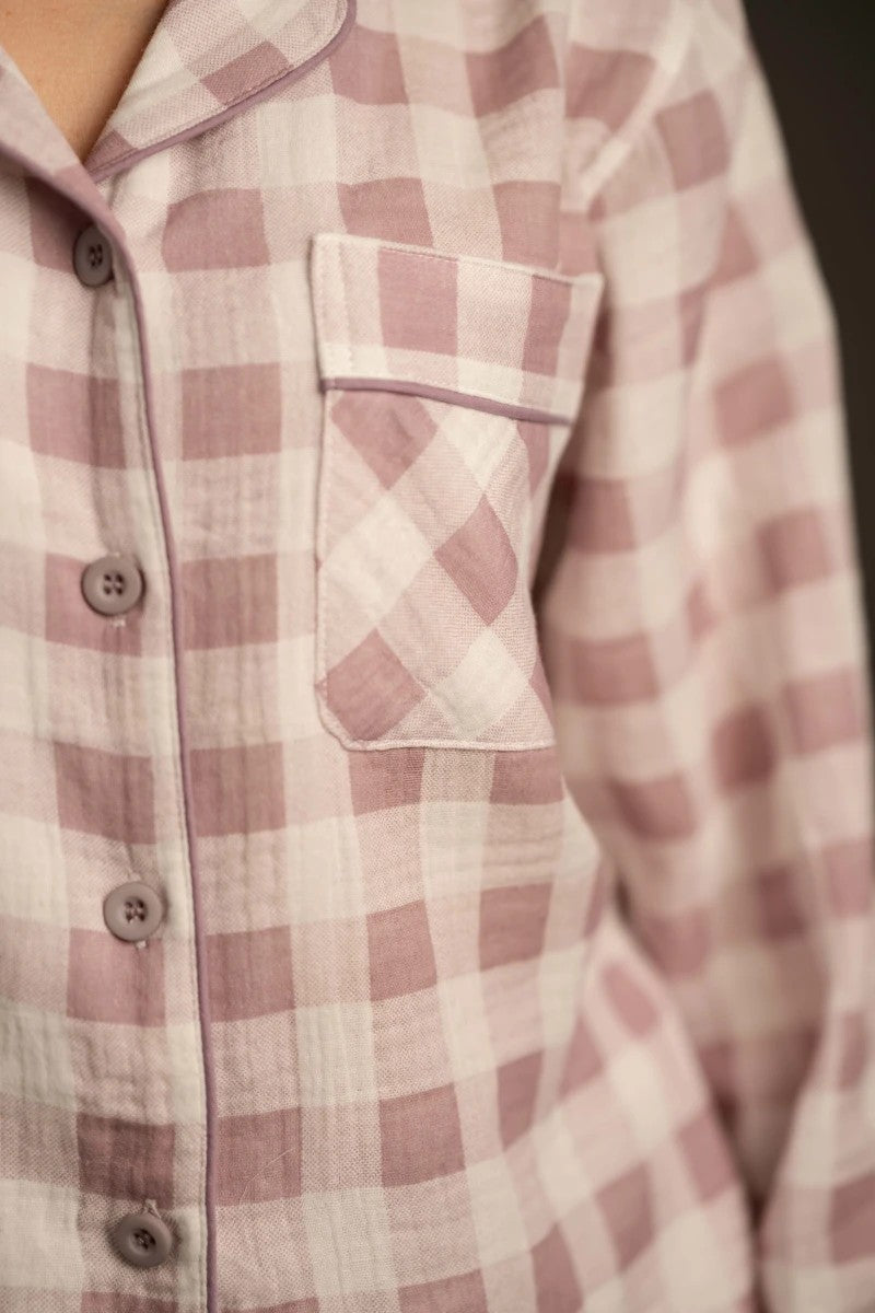 Муслиновая пижама в клетку 25059