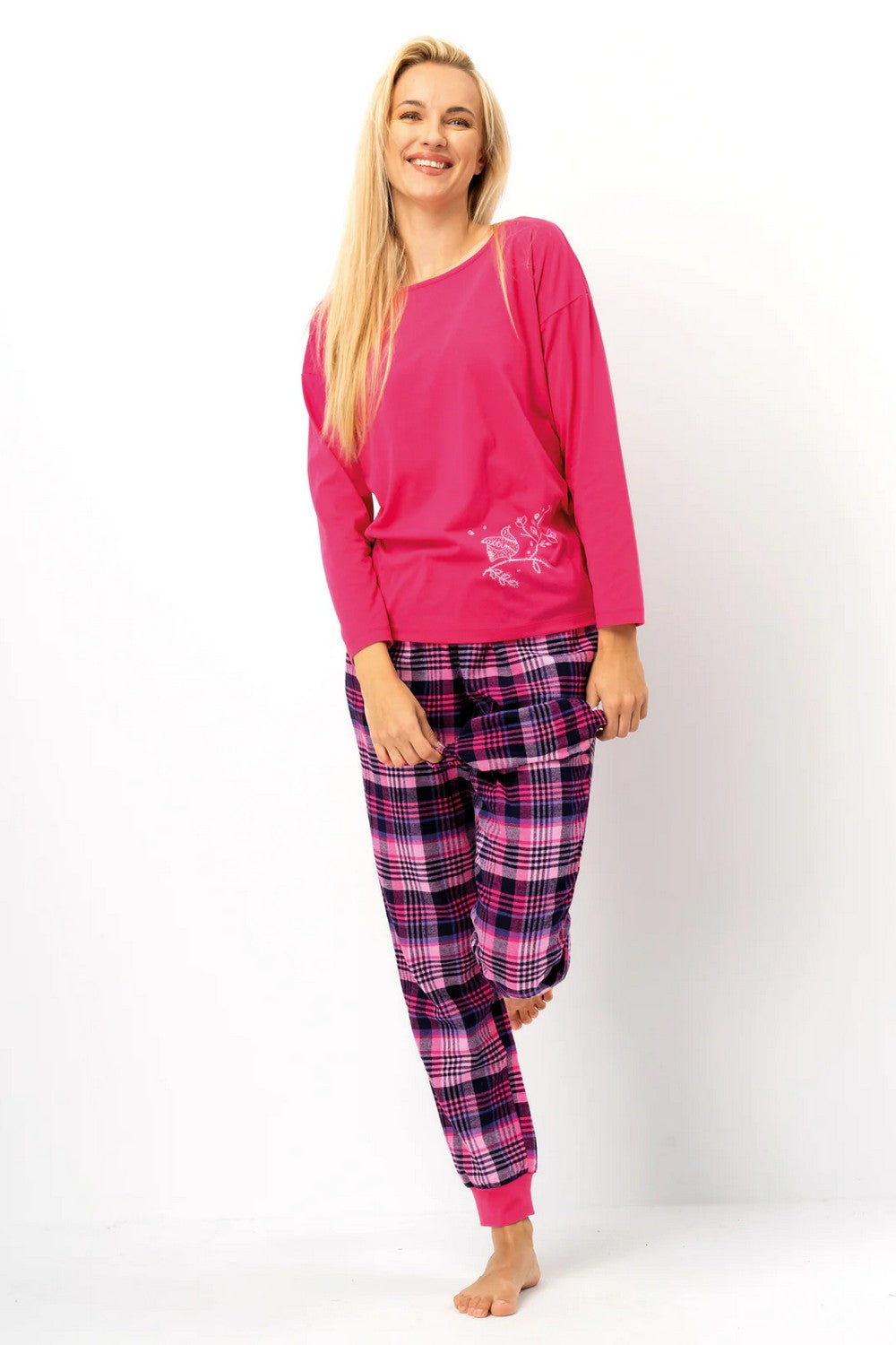 Пижама с фланелевыми брюками LNS 491 pink