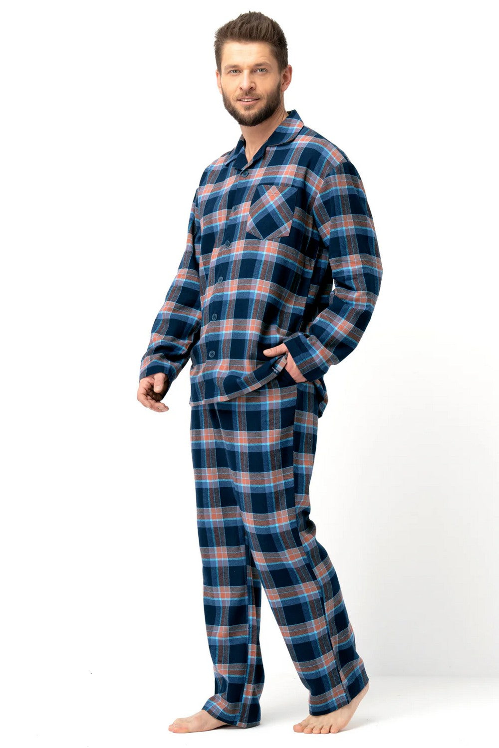 Мужская фланелевая пижама МNS 431 blue