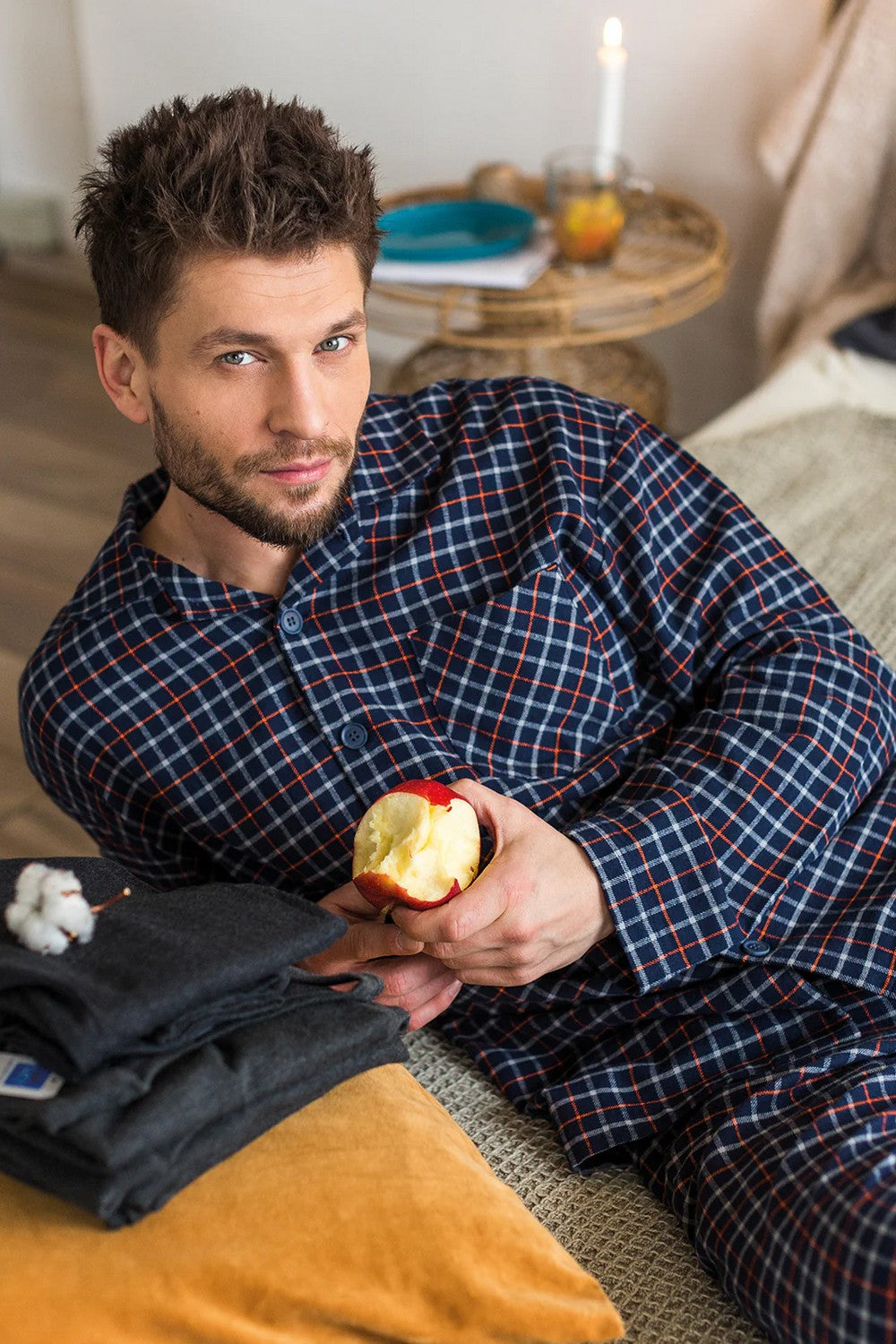 Мужская фланелевая пижама МNS 480 blue