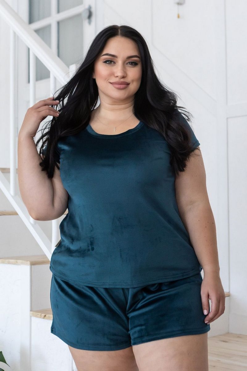 Велюровая пижама Пб1604 dark green