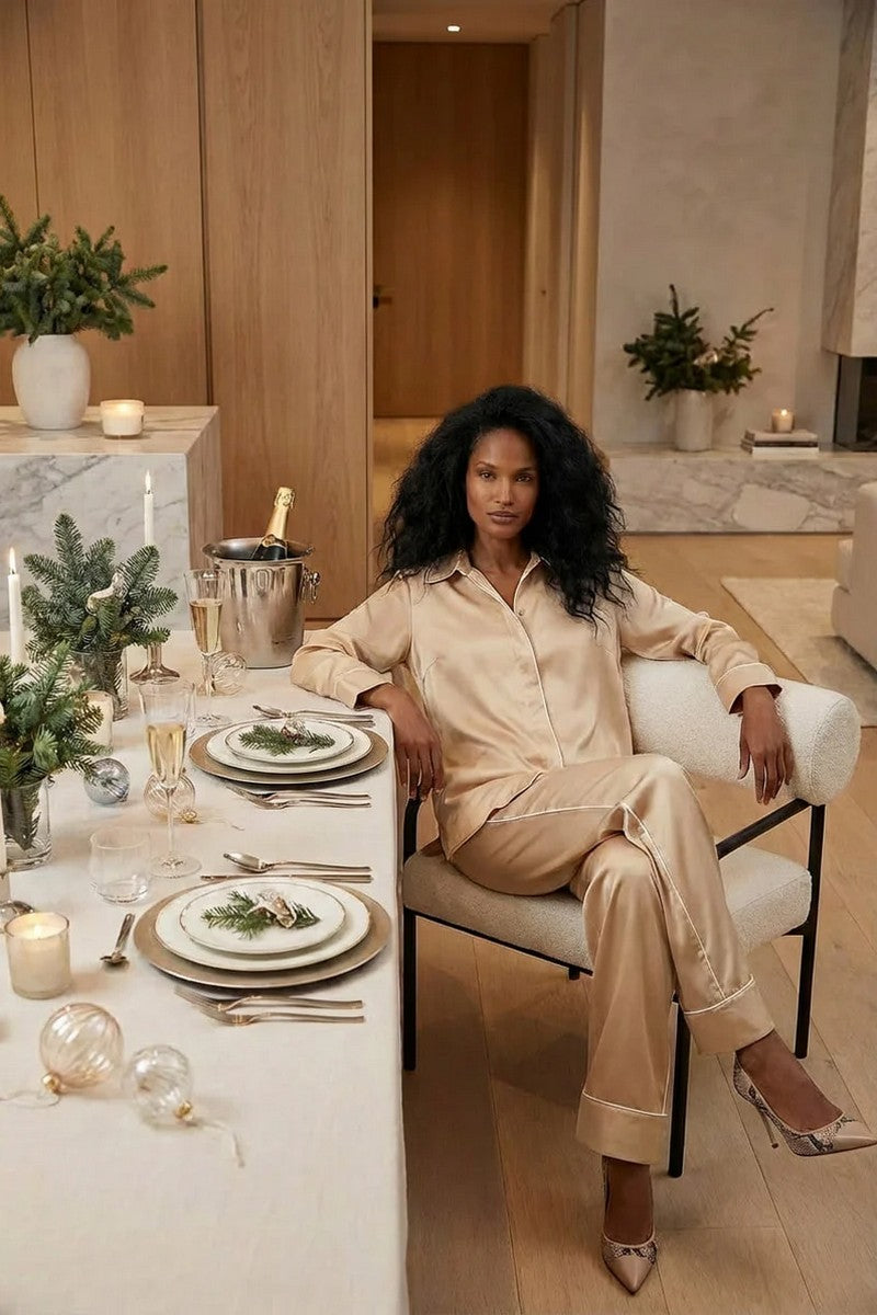 Шелковая пижама 252207-30 The Lady caramel/ivory