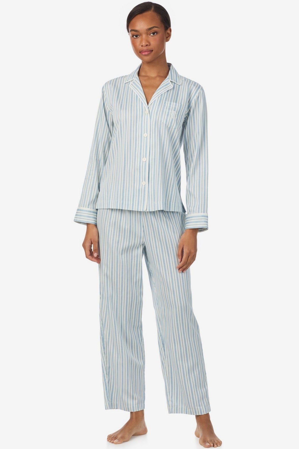Хлопковая пижама в полоску 195086486 blue
