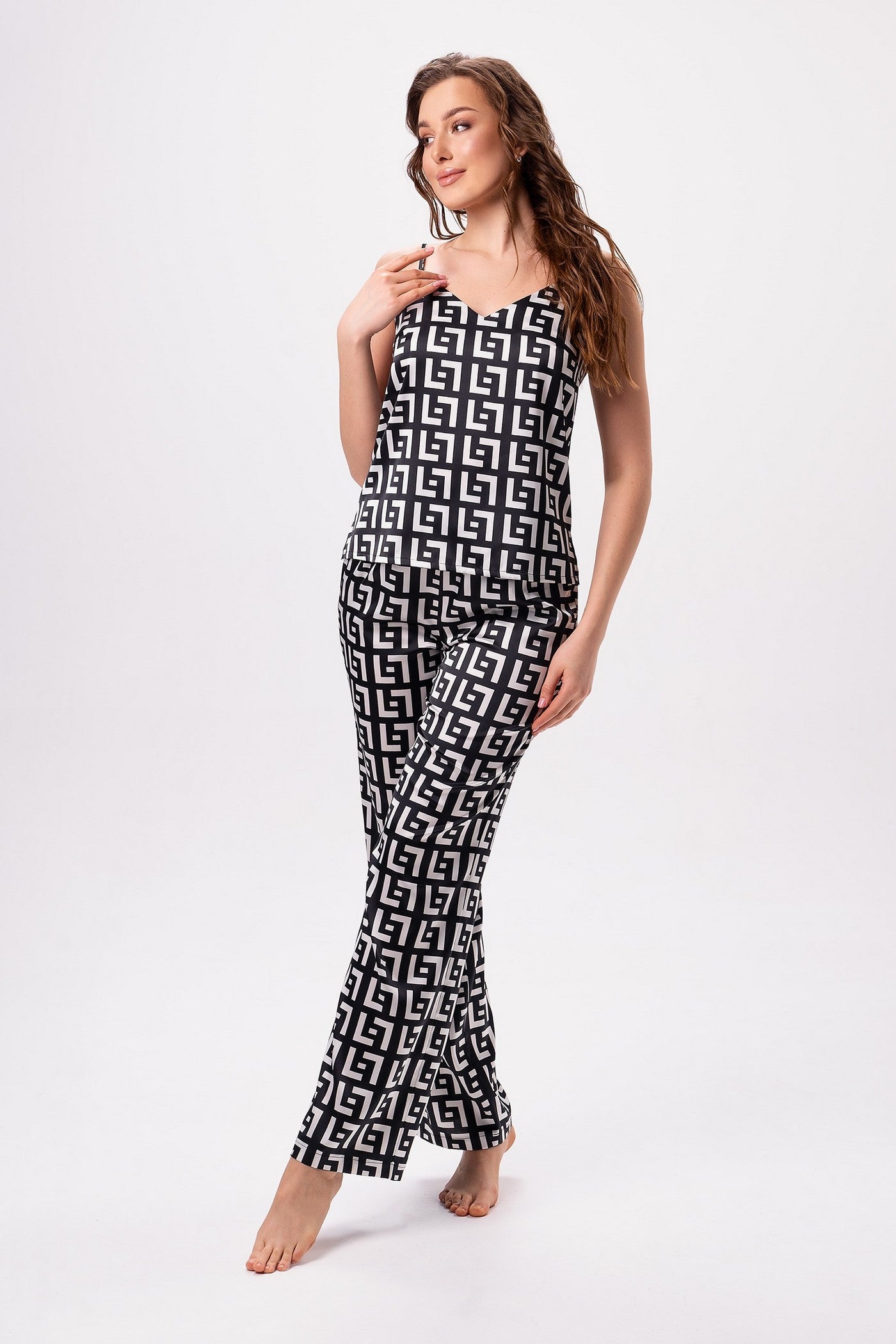 Атласная пижама 2608 black/white