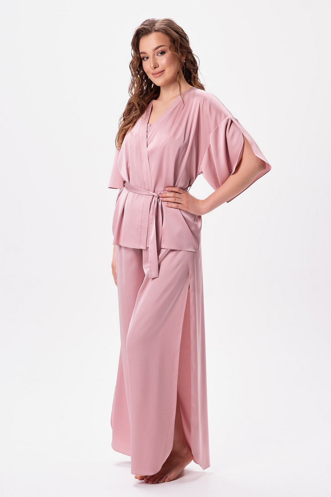 Атласная пижама-тройка 2612 pudra