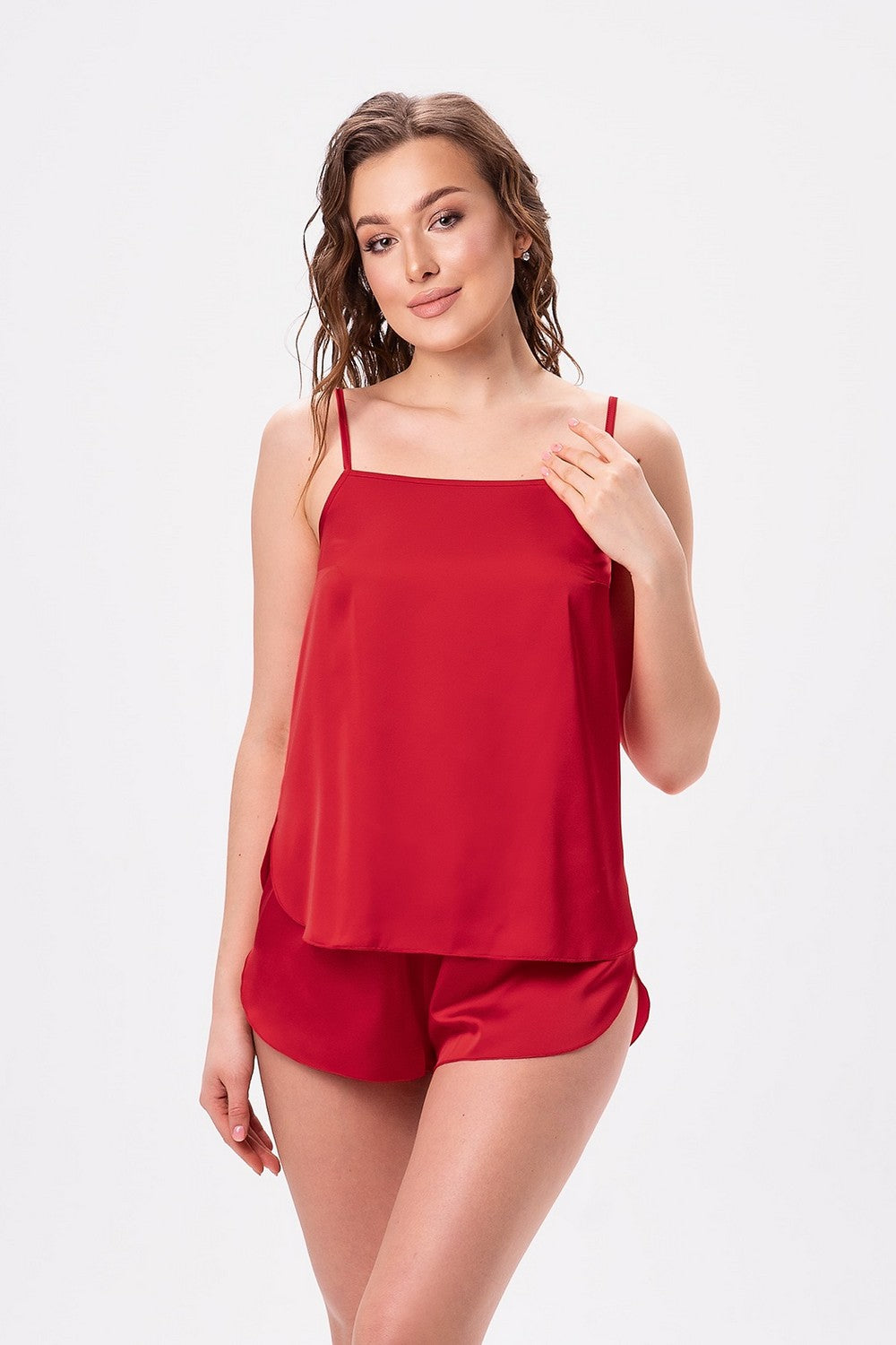 Атласная пижама 2616 red