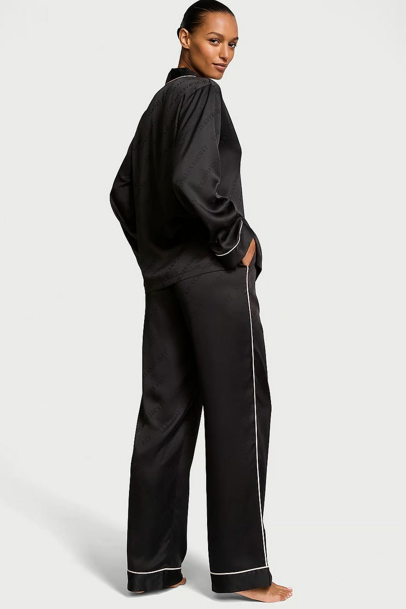 Атласная пижама 65765637 black