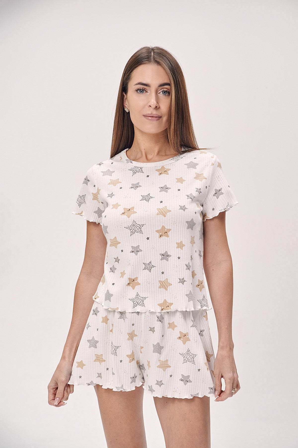 Хлопковая пижама в рубчик 1612