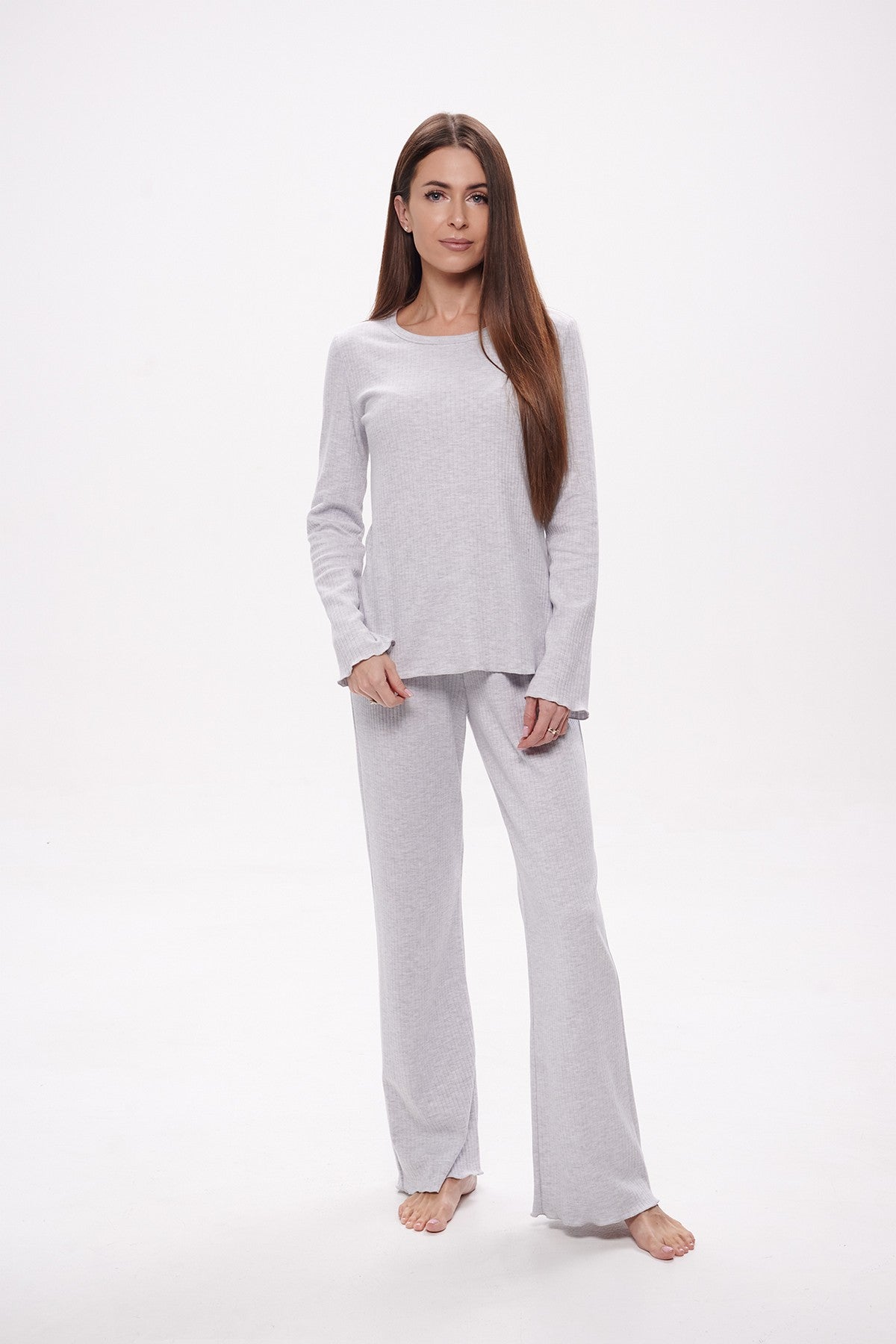 Бавовняна піжама в рубчик 1701 gray