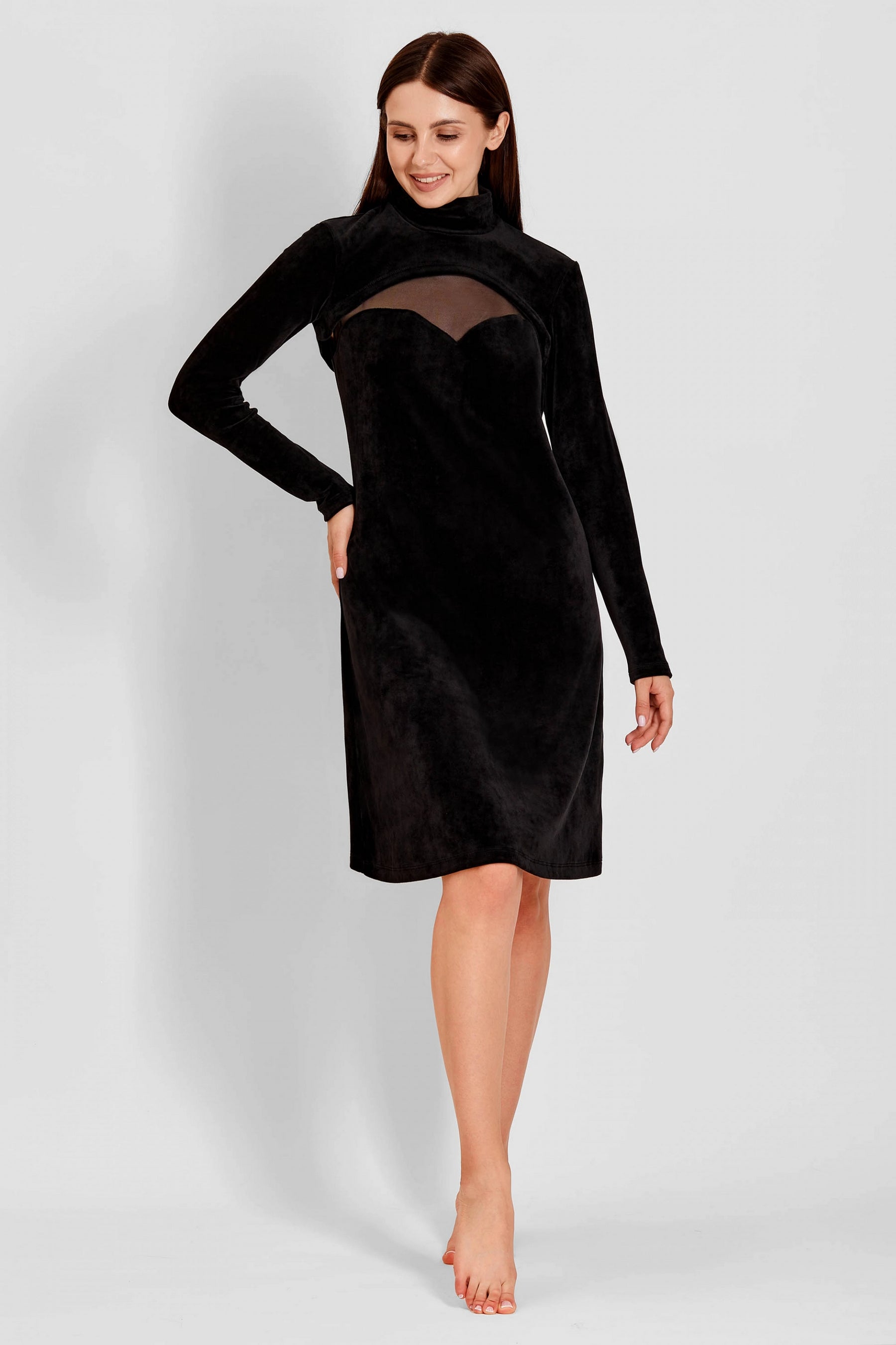 Велюровое платье с болеро 6055 01 black