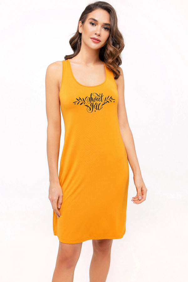 Хлопковое платье-майка 6235-1 97 mustard
