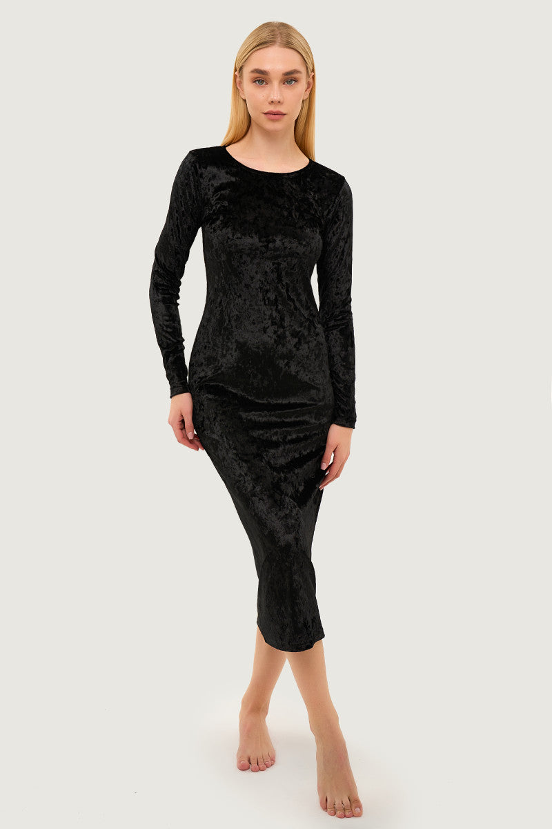 Бархатное платье 25004 black