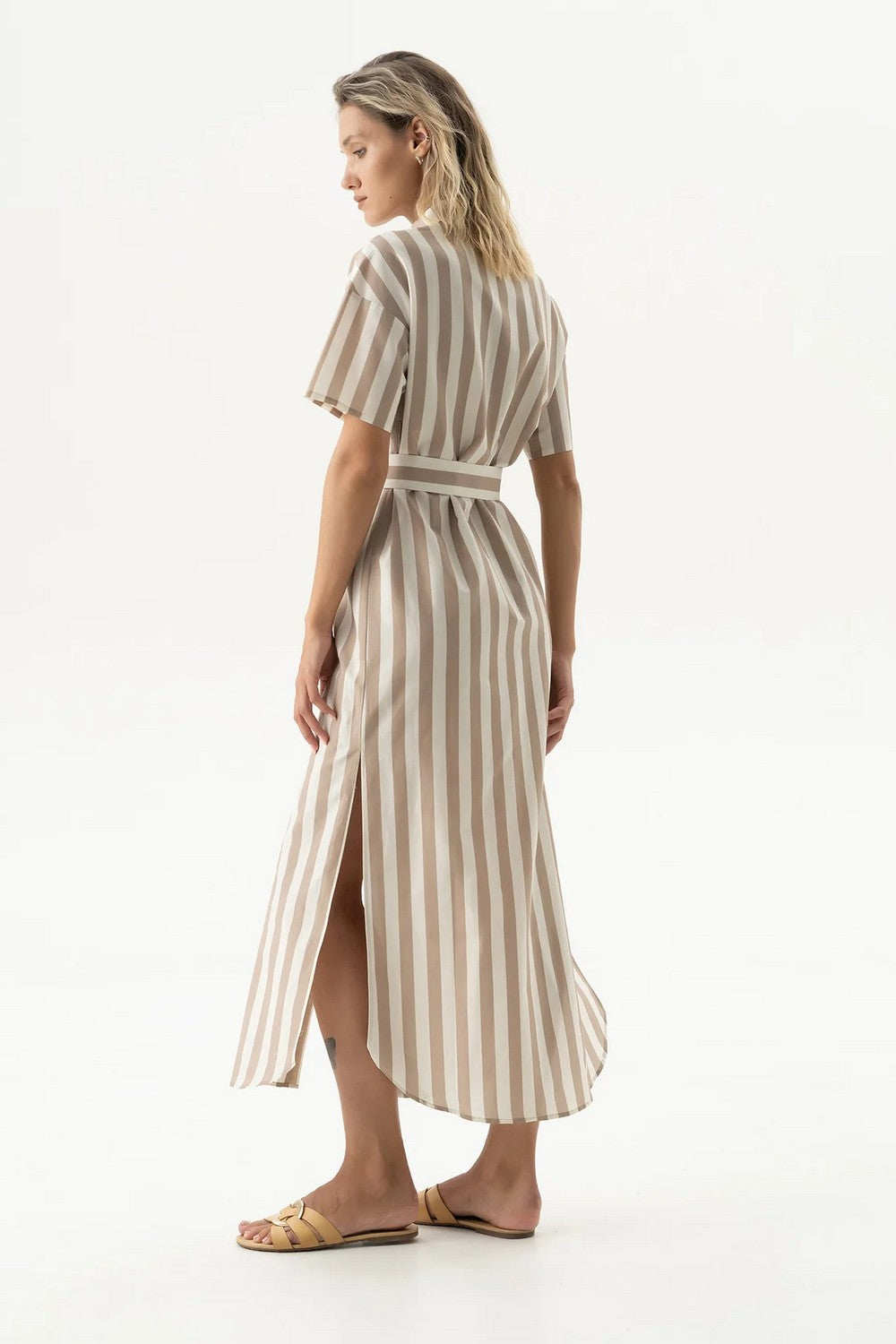 Бавовняна сукня-сорочка 251204-15 Strapped Cotton oat milk