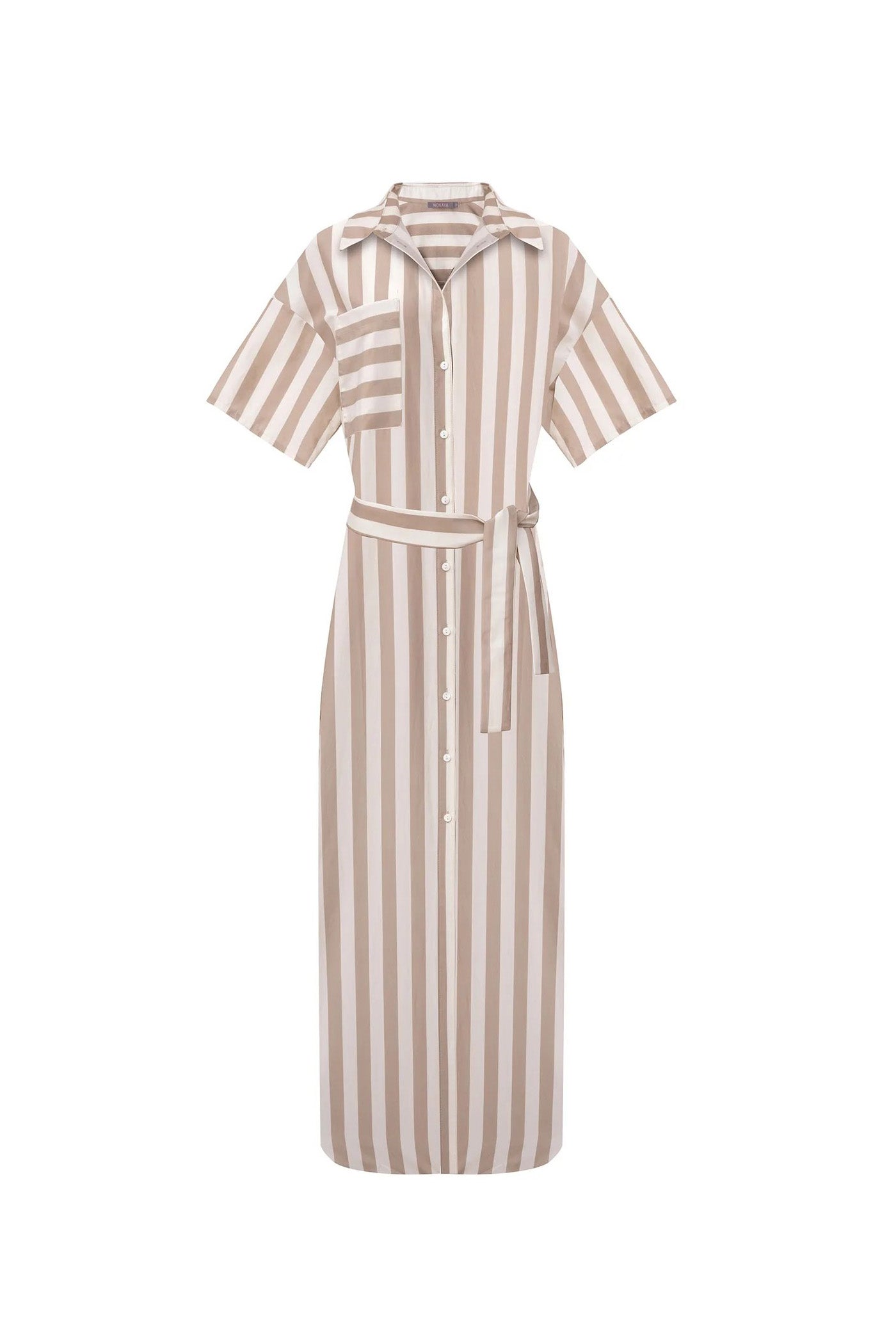 Хлопковое платье-рубашка 251204-15 Strapped Cotton oat milk