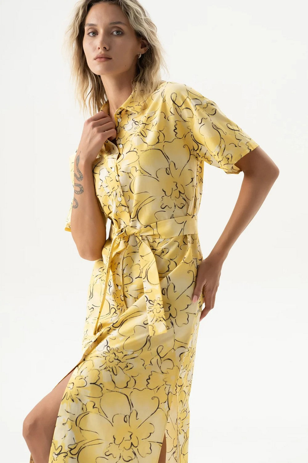 Бавовняна сукня-сорочка 251204-151 Strapped Cotton yellow flower Nokaya