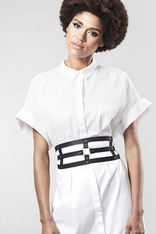 Портупея-пояс із еко-шкіри Wide Belt and Restraints Black