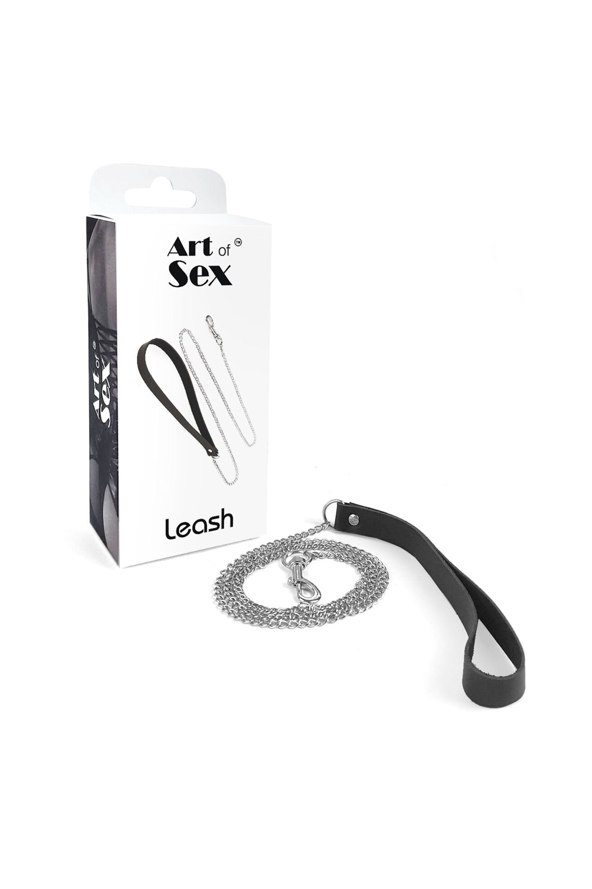 Кожаный поводок с цепочкой Leash black