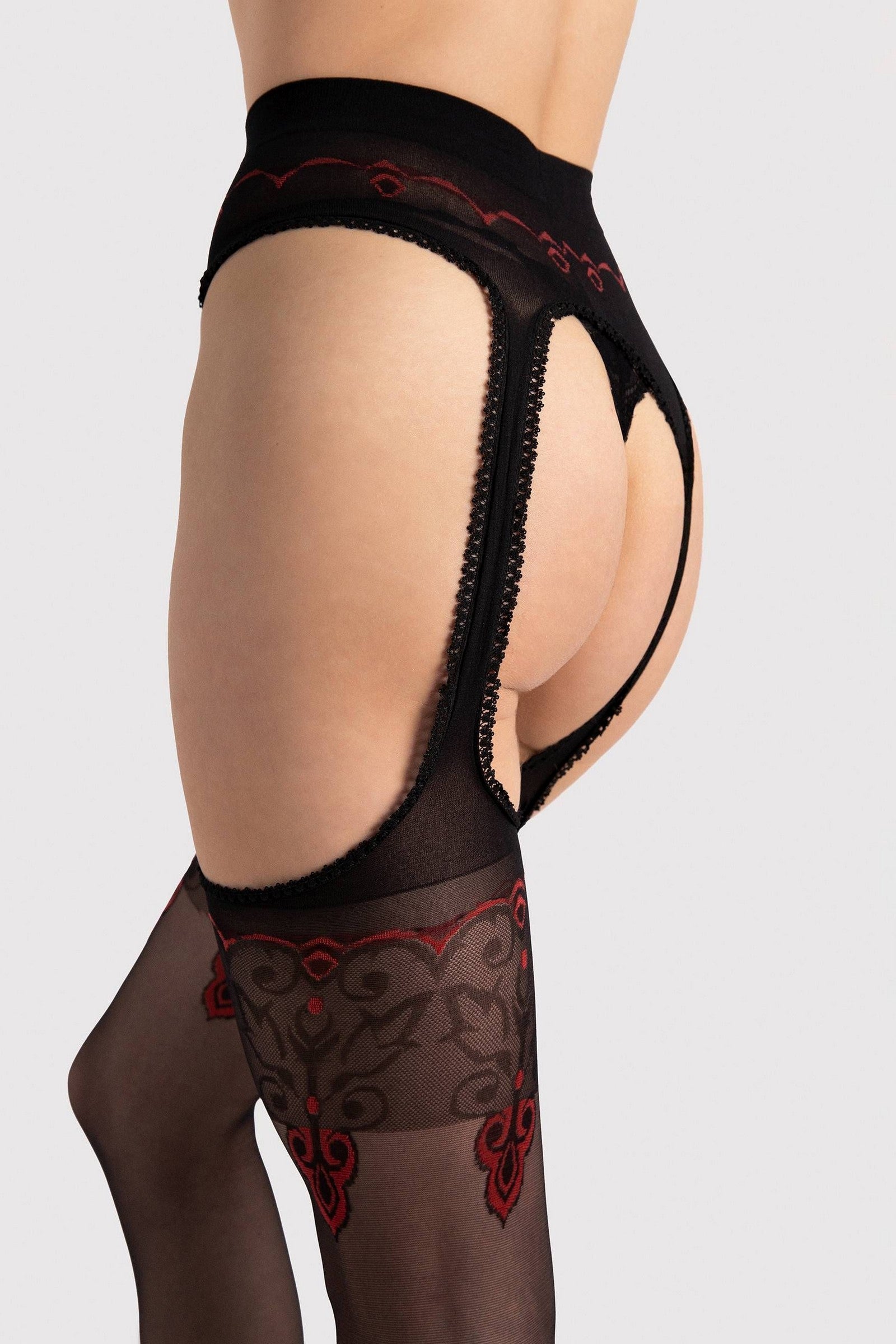 Пояс-чулки с вышивкой Amour Rouge O5028 20d