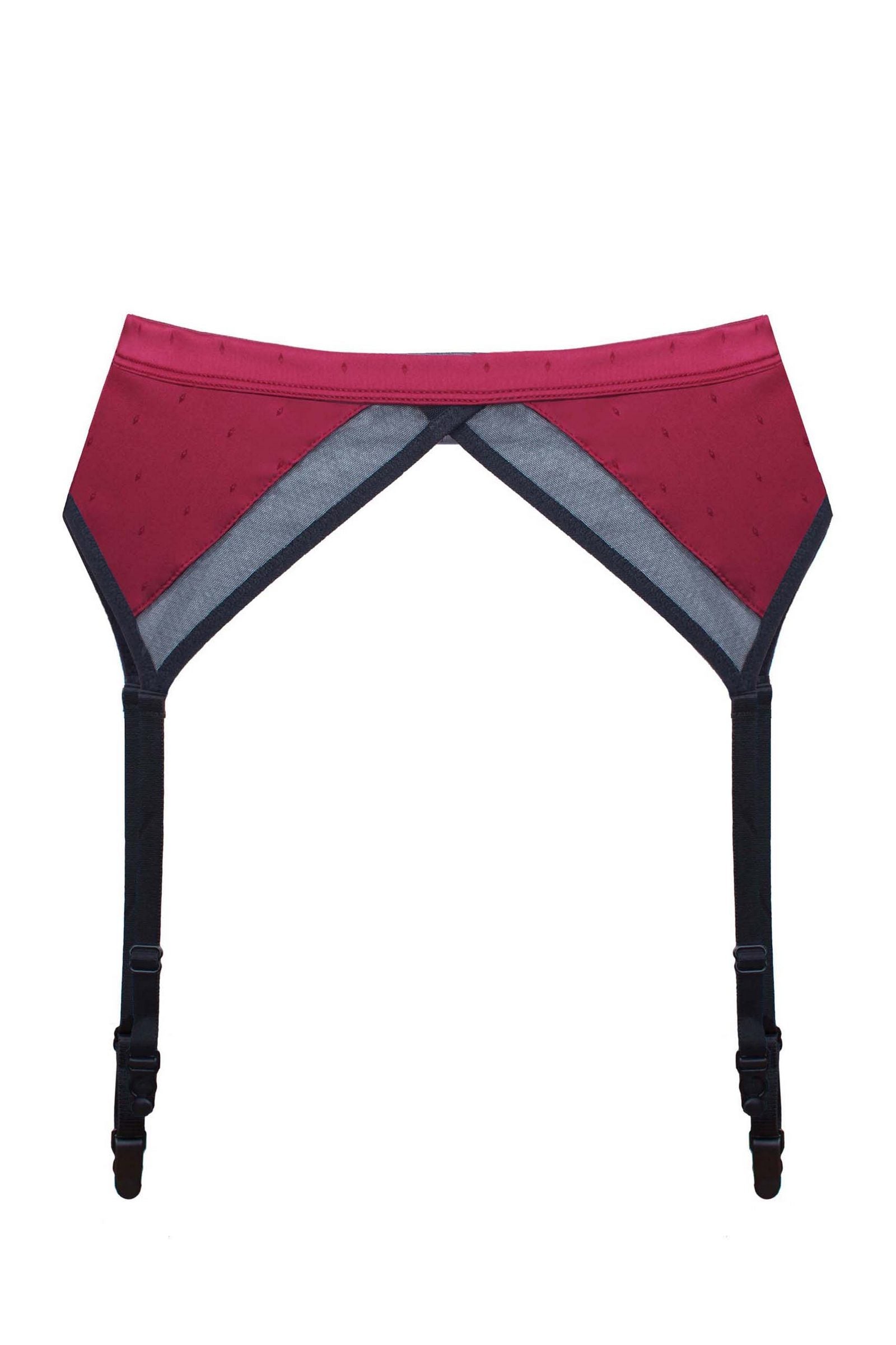 Сатиновый пояс для чулок Tina 6231 bordo/black