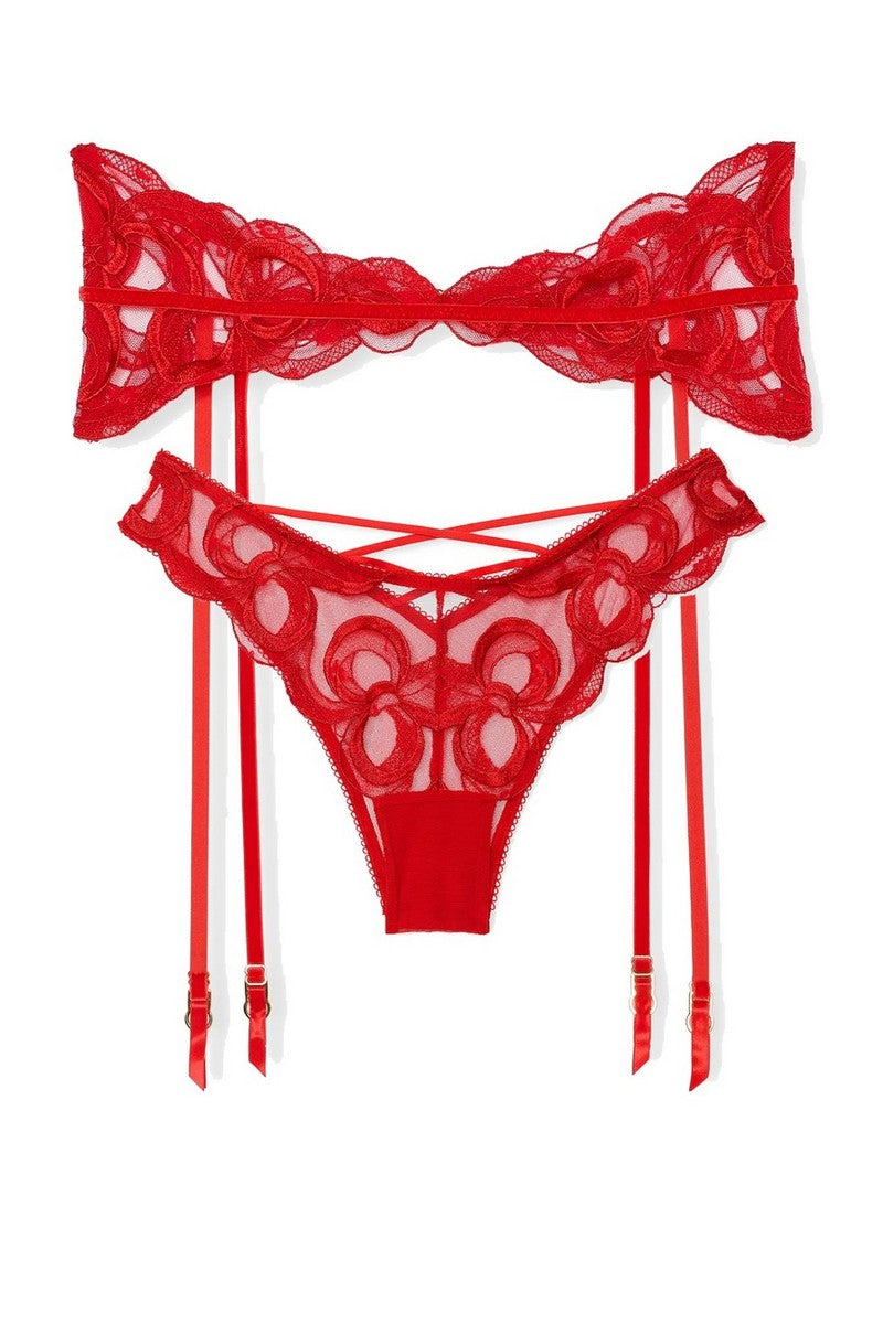 Пояс для чулок + трусики 392861546 red
