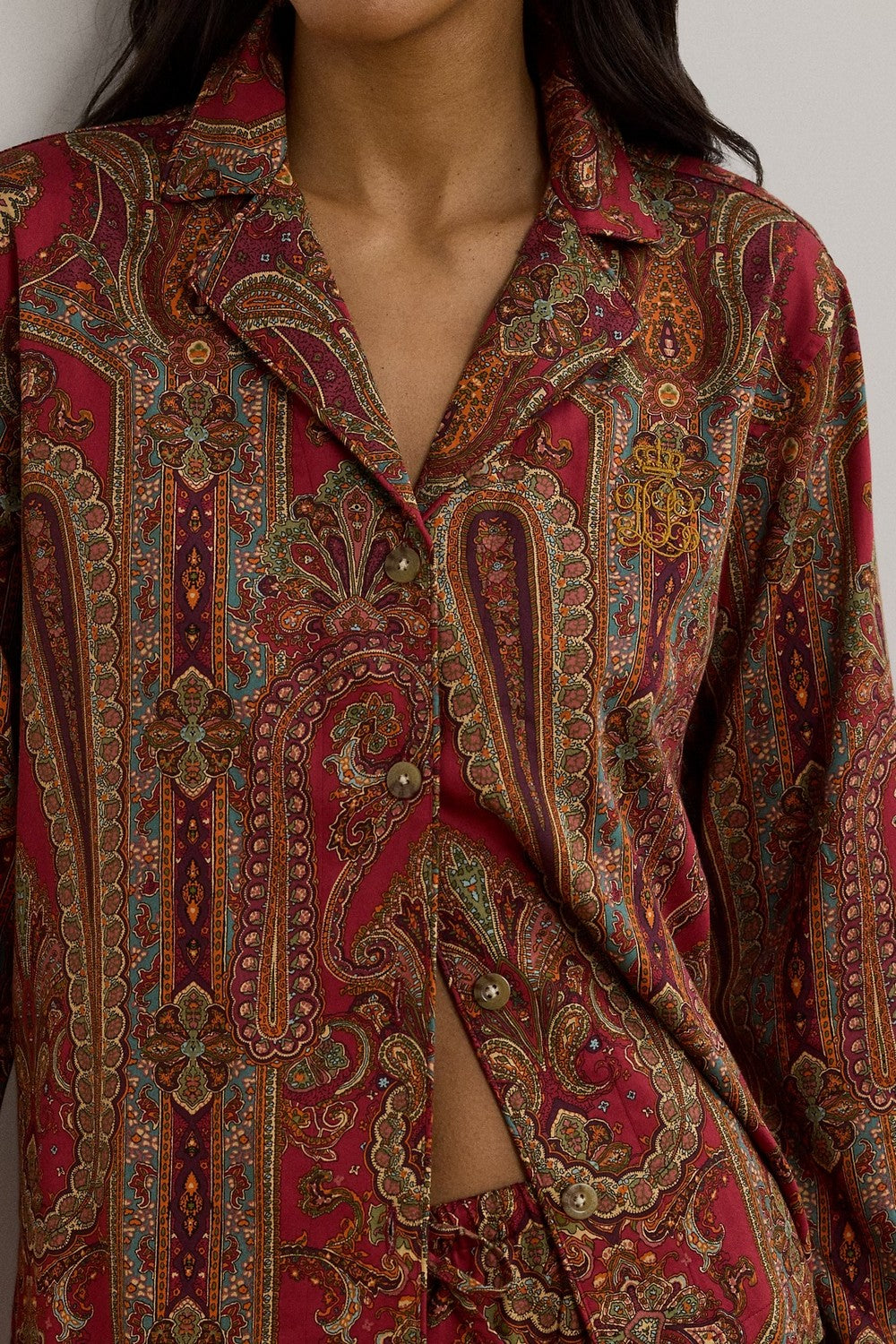 Хлопковая пижама с принтом 166696975 red