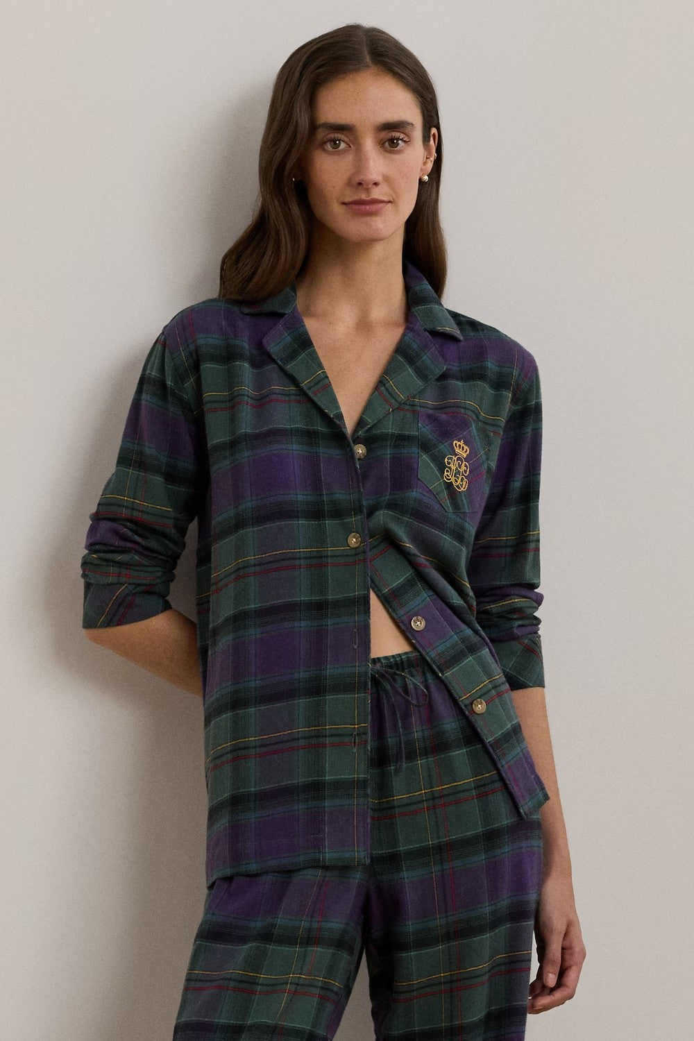 Хлопковая пижама с брюками 882194600 green