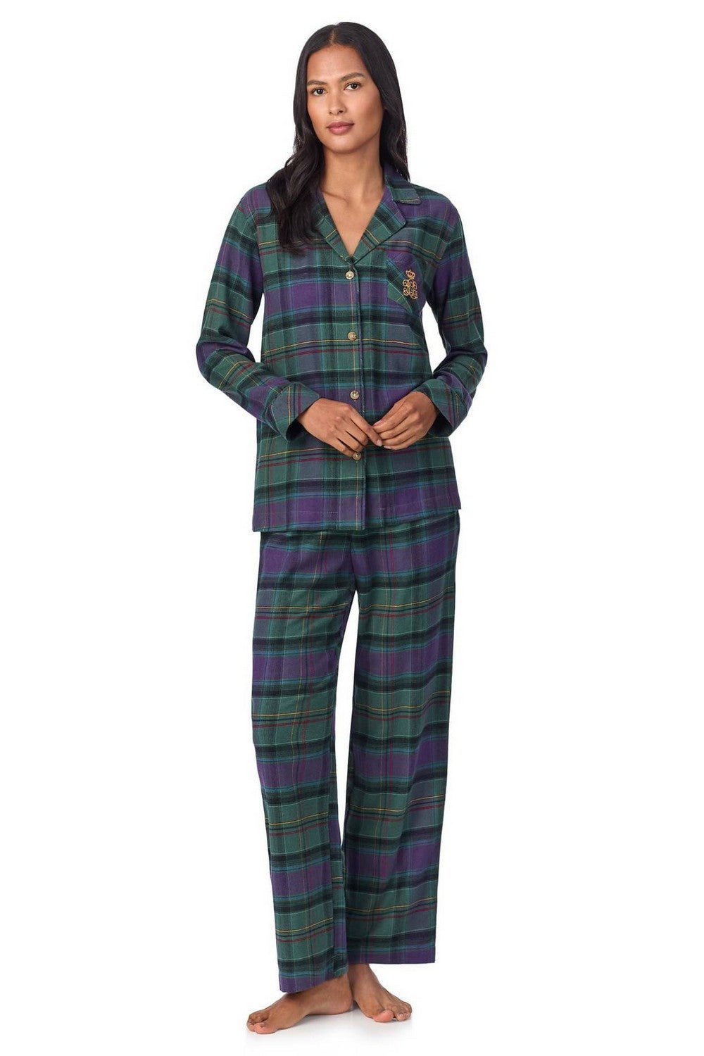 Хлопковая пижама с брюками 882194600 green