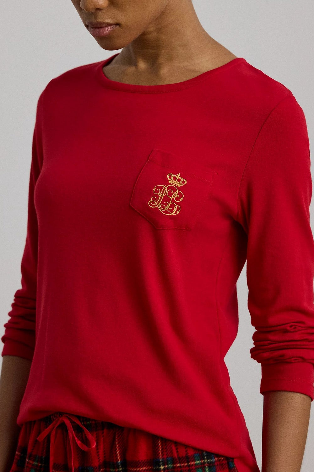 Хлопковая пижама с брюками 999985985 red