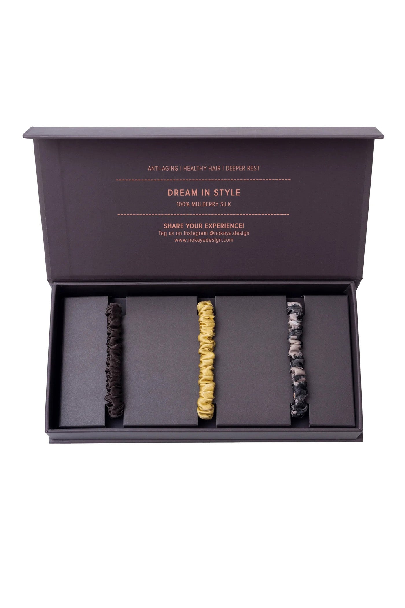 Набор шелковых резинок 250000-55 (3 шт.) brown/panna cotta/leopard