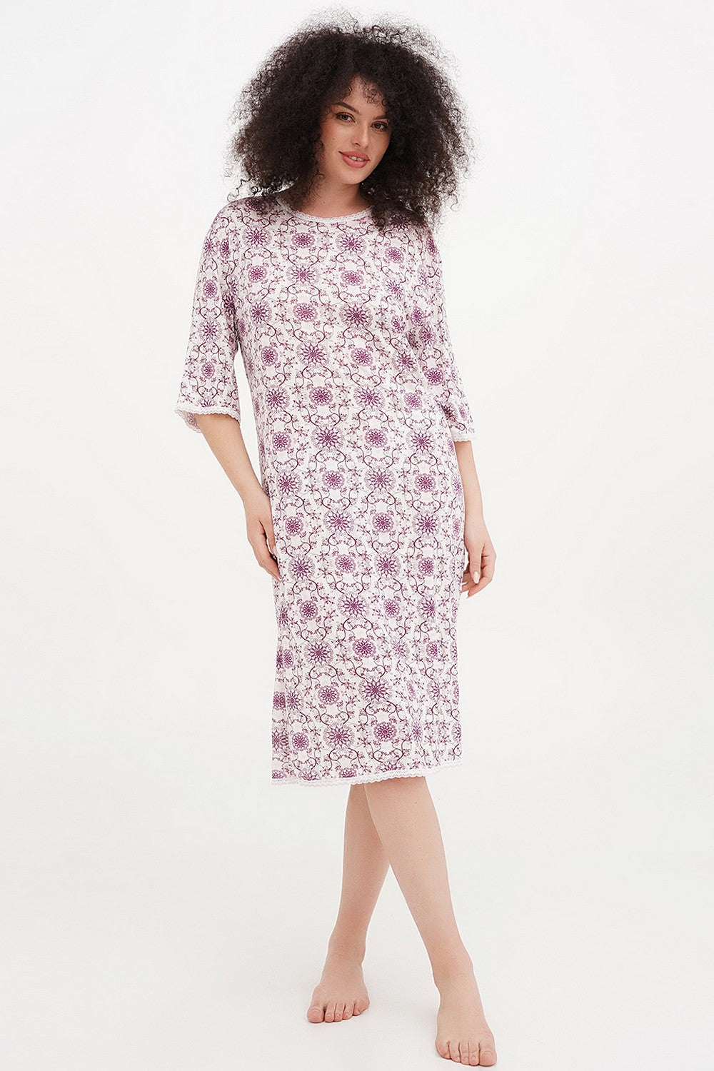 Нічна сорочка з віскози CB-3235 purple print