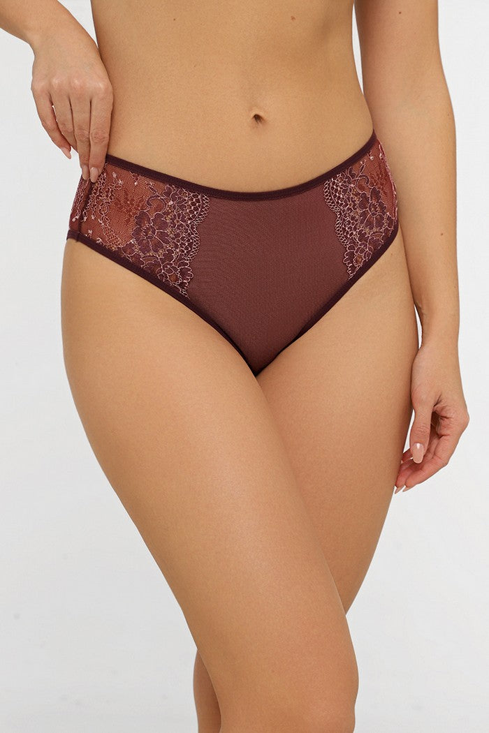 Трусики слип с кружевом KL-2218 burgundy