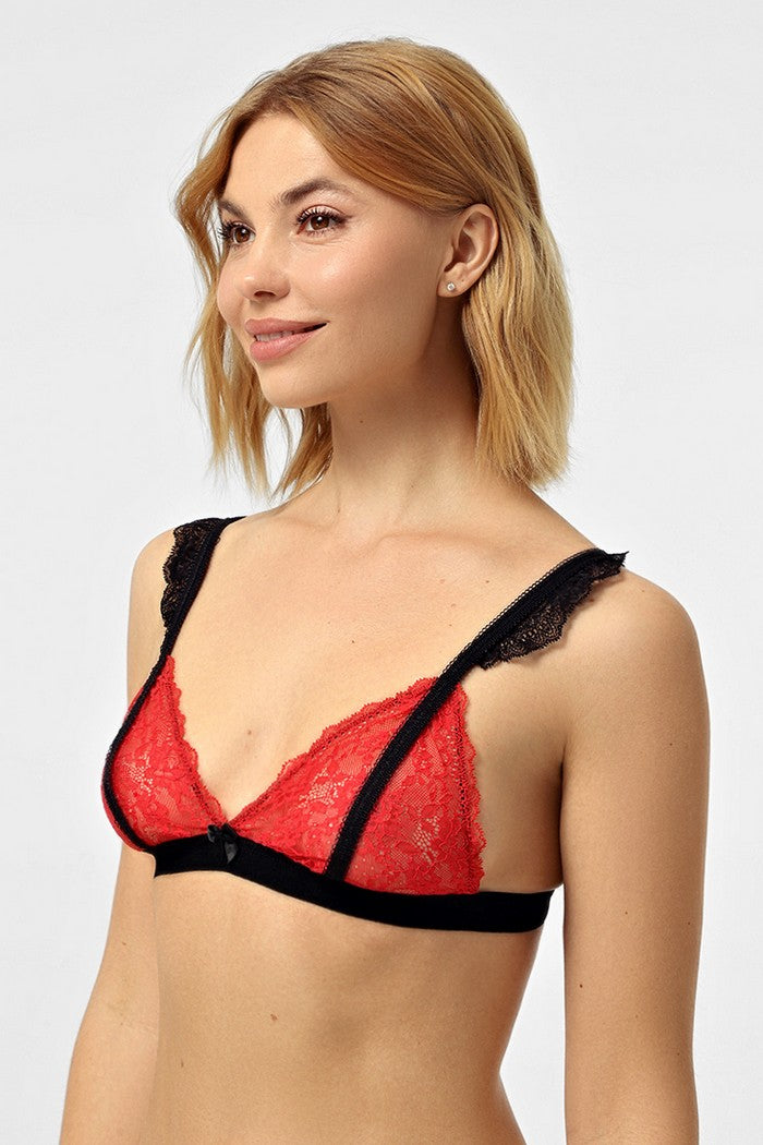 Мягкий бралет из кружева ST-1421 carmine/black