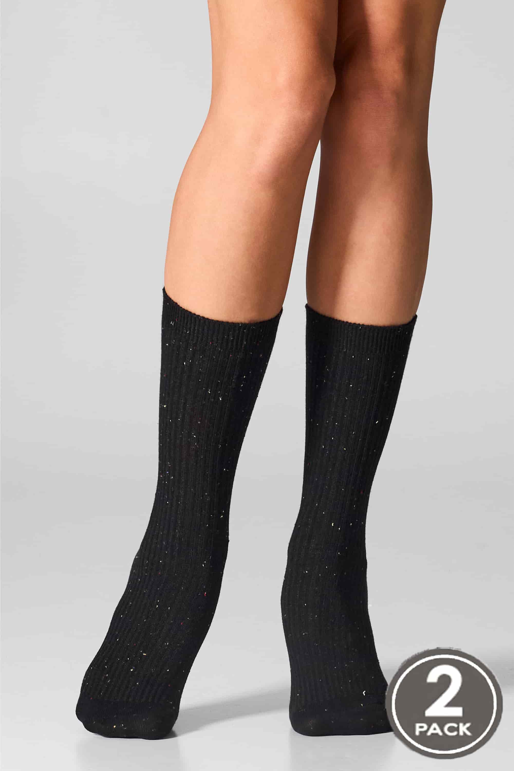 Высокие носки в рубчик G19 Cotton Rib Dots (2 пары) black/light grey