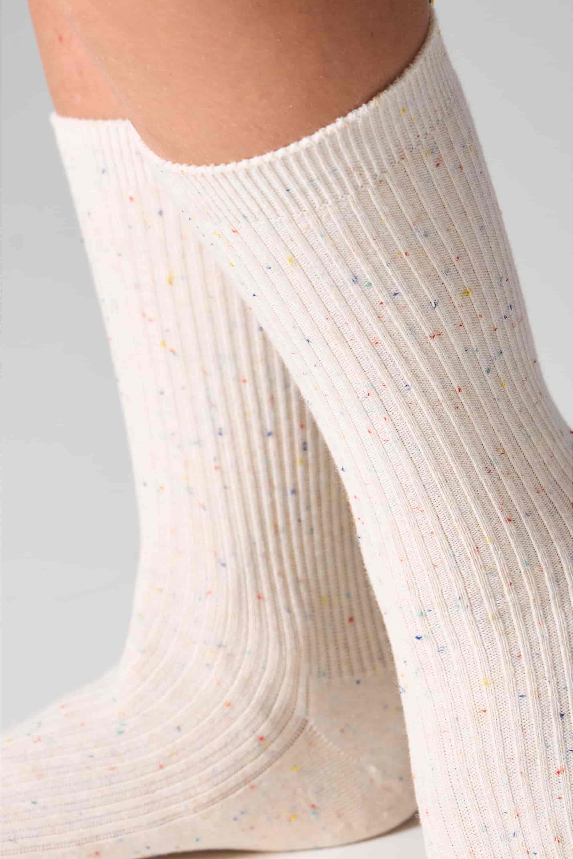 Высокие носки в рубчик G19 Cotton Rib Dots (2 пары) milk/sky