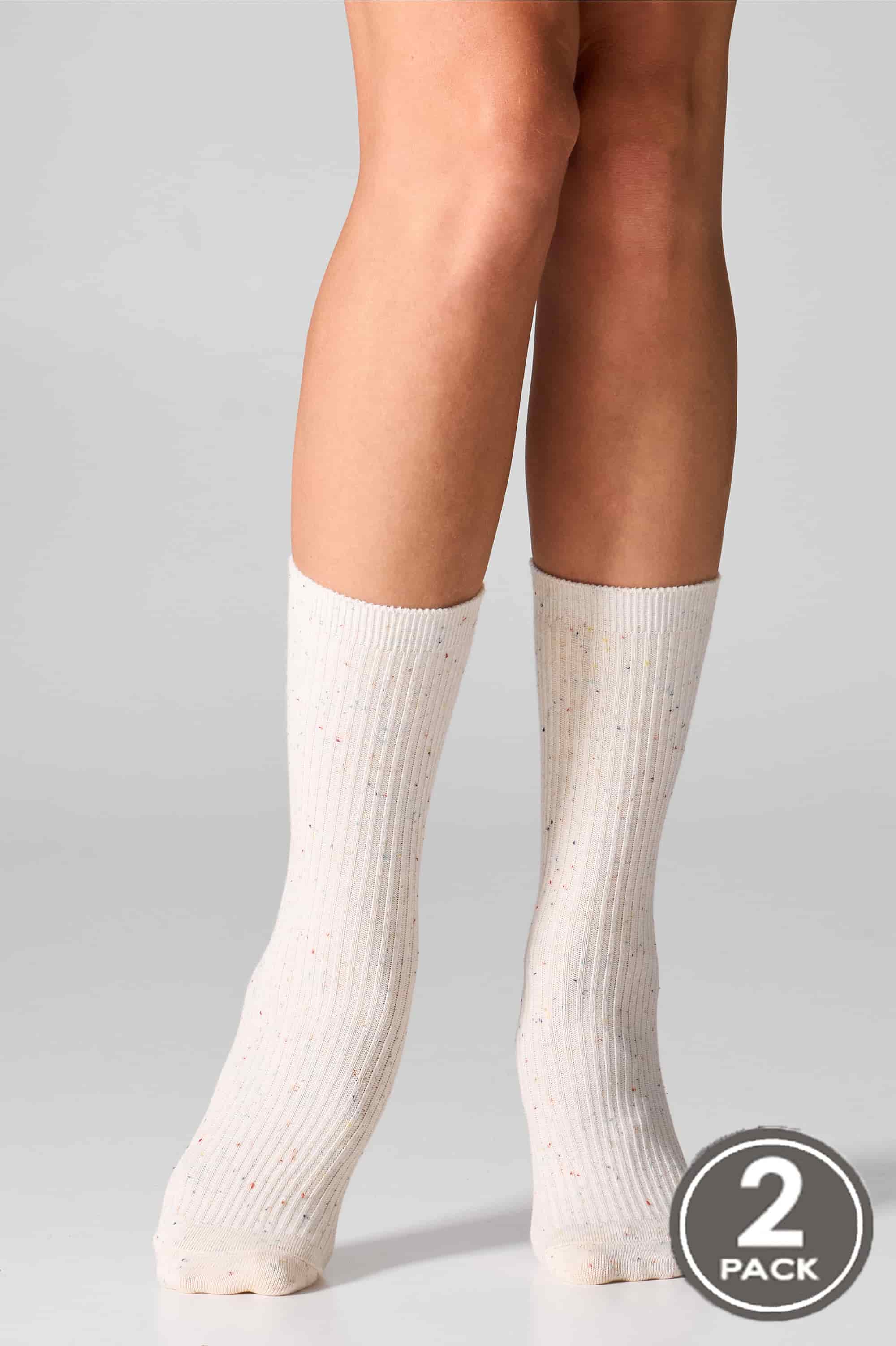 Высокие носки в рубчик G19 Cotton Rib Dots (2 пары) milk/sky