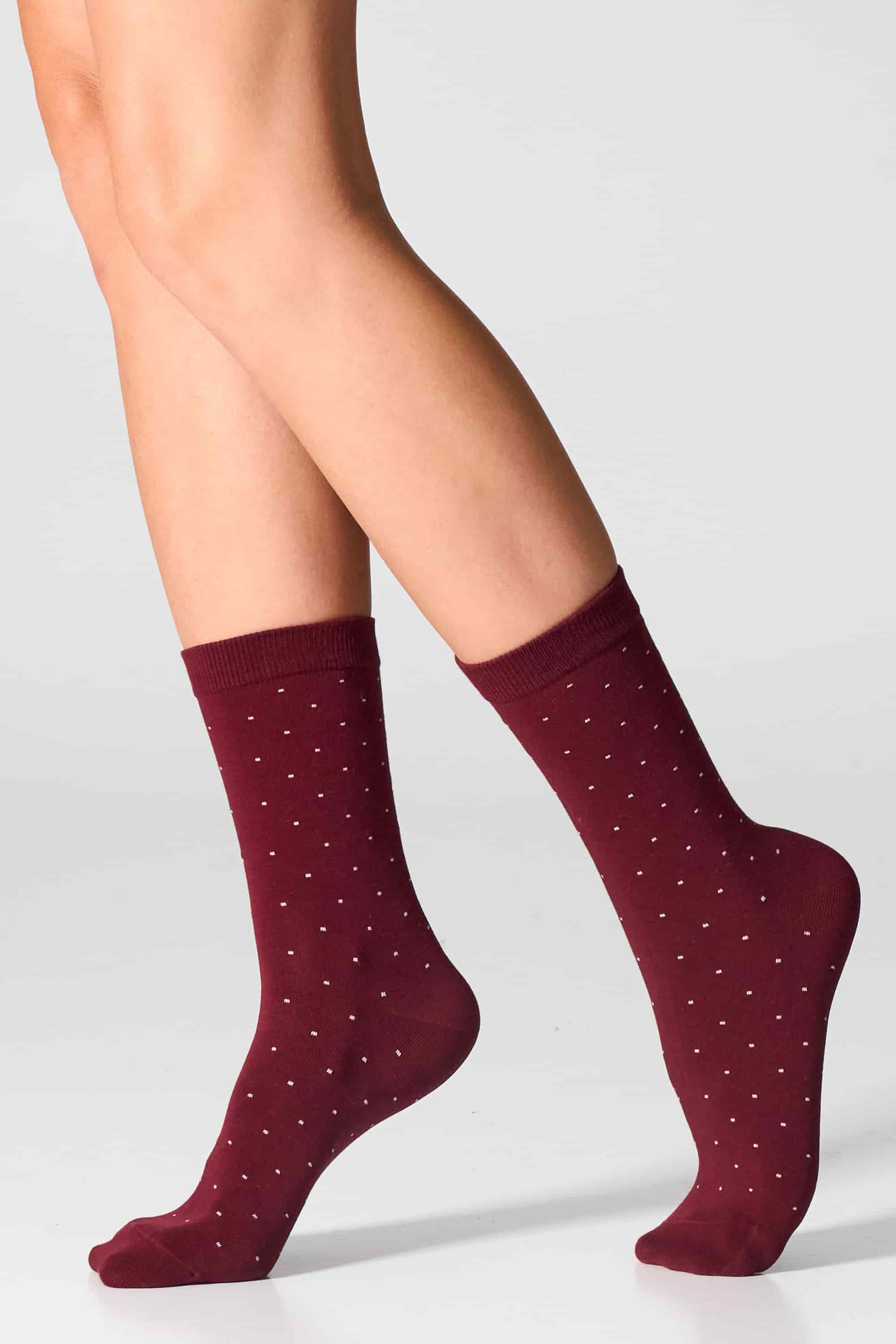 Хлопковые носки G20 Cotton Stripes Dots (2 пары) burgund/taupe