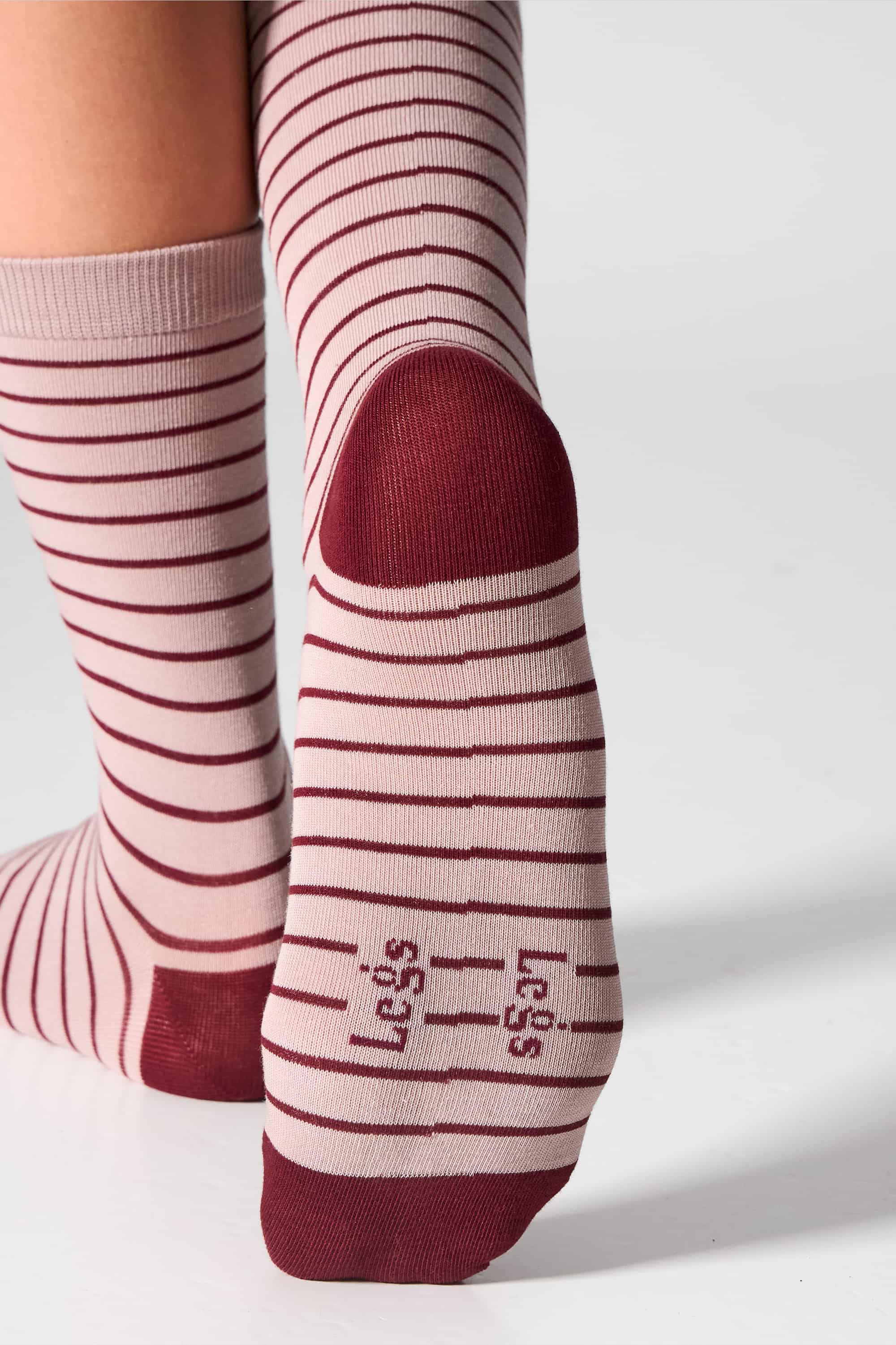 Хлопковые носки G20 Cotton Stripes Dots (2 пары) burgund/taupe