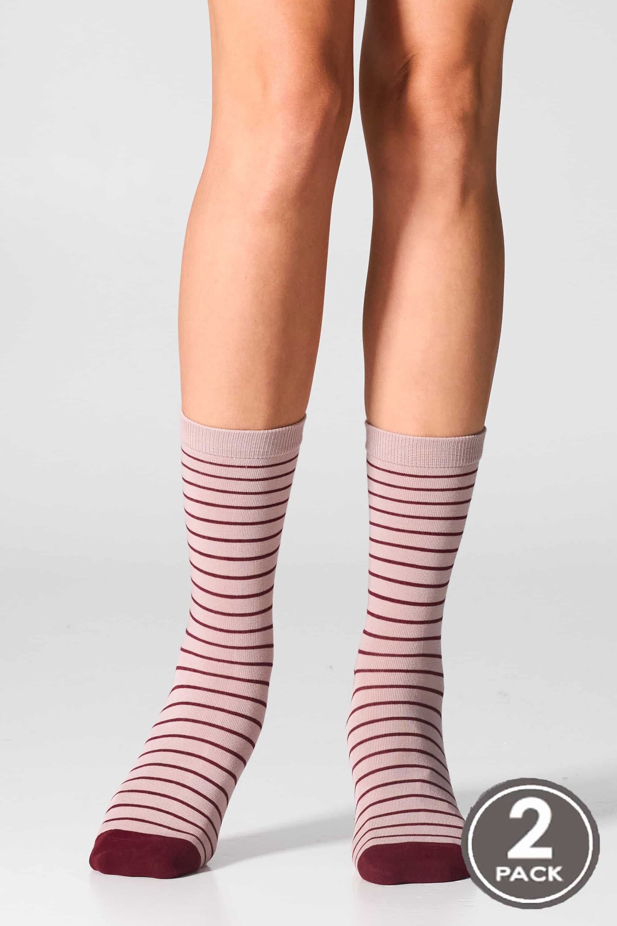 Хлопковые носки G20 Cotton Stripes Dots (2 пары) burgund/taupe