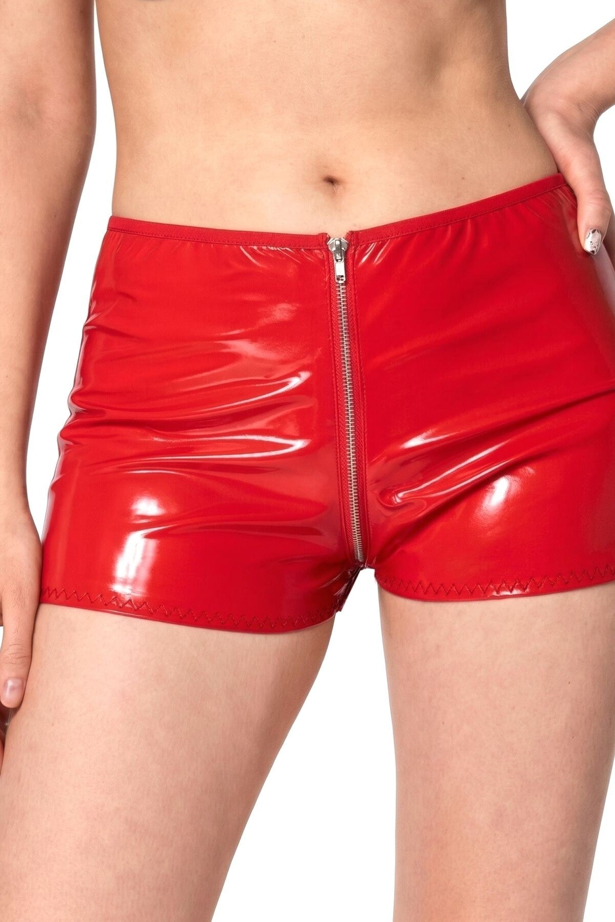 Лаковані шортики з блискавкою Jarina red Art of Sex
