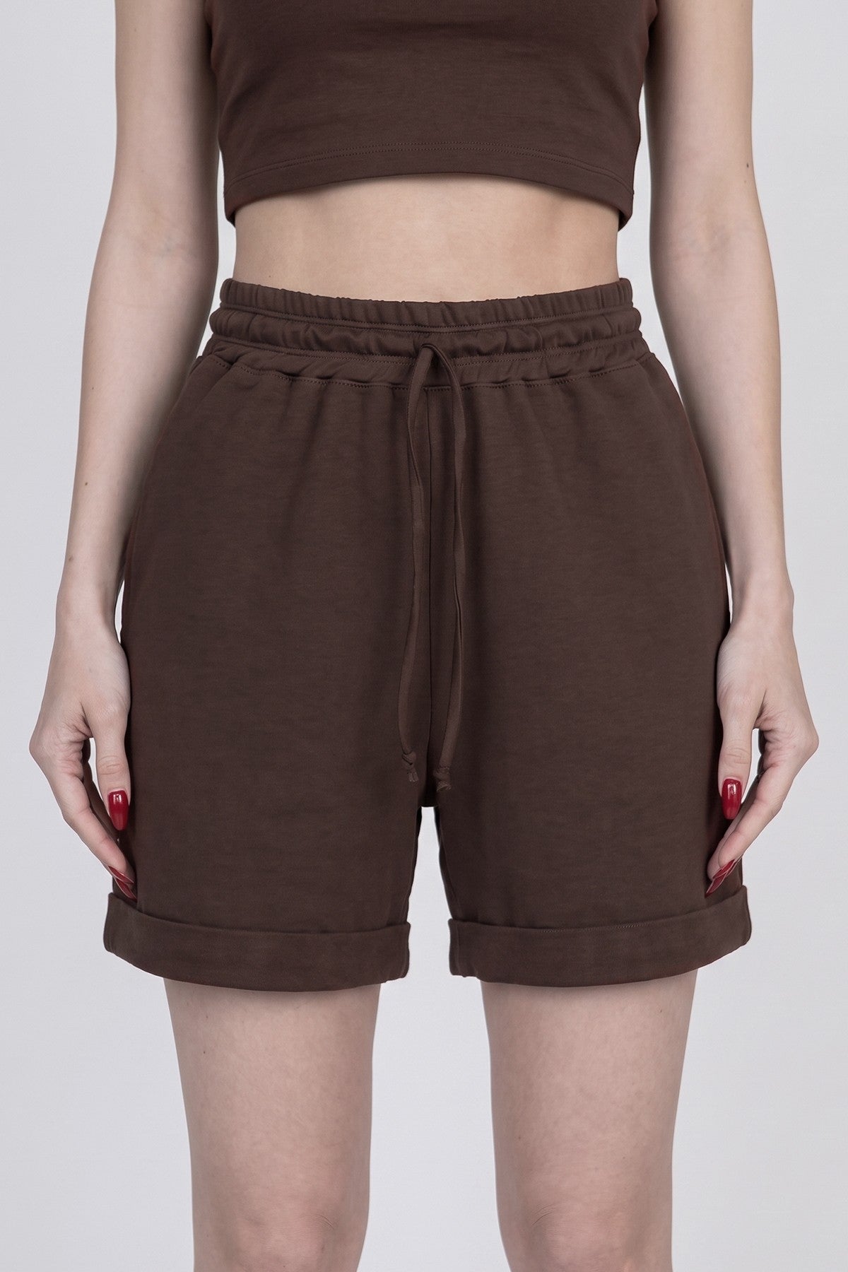 Шорти з манжетом H24-LD97 brown Totalfit