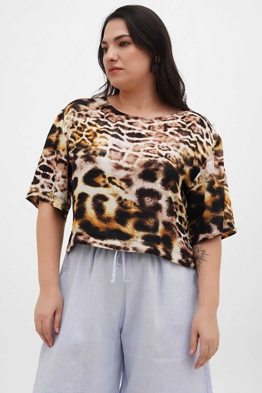 Льняной топ 042 leopard