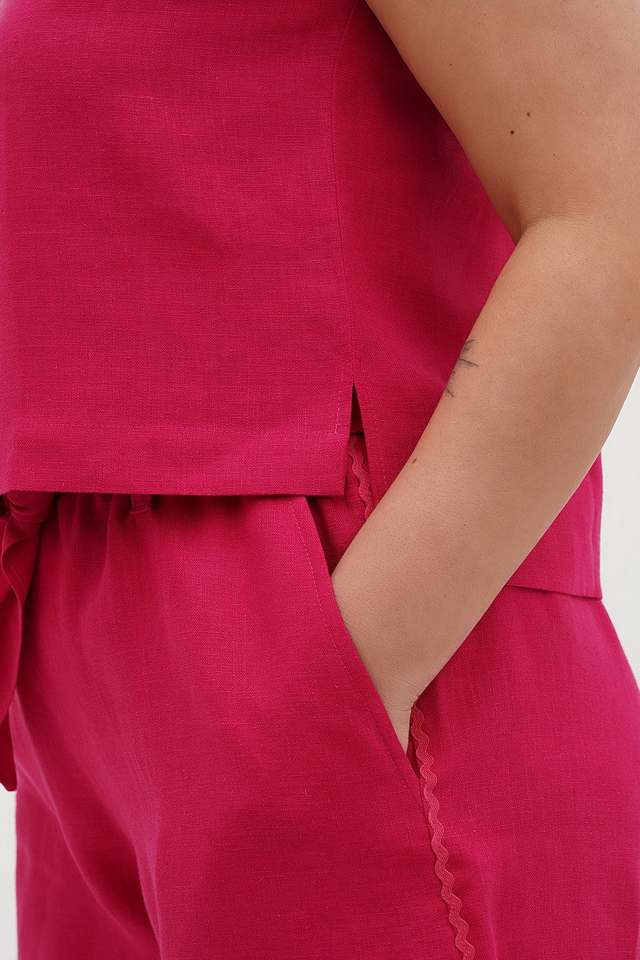 Льняной топ 043 crimson