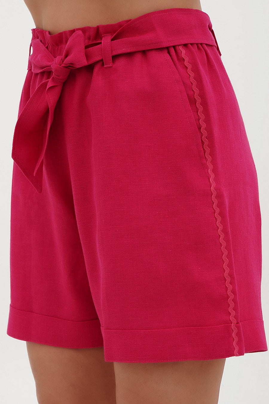 Лляні шорти з кишенями 405 crimson