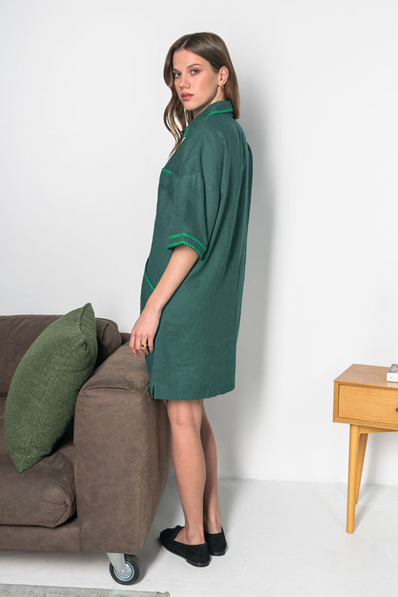 Льняное платье 406 green grass