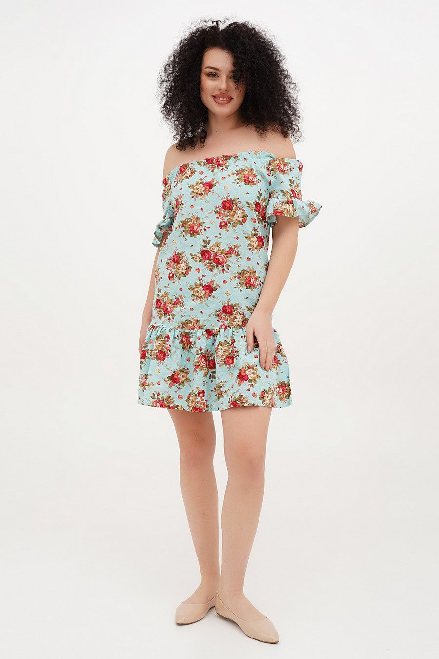 Платье с цветочным принтом 409 aqua flower print