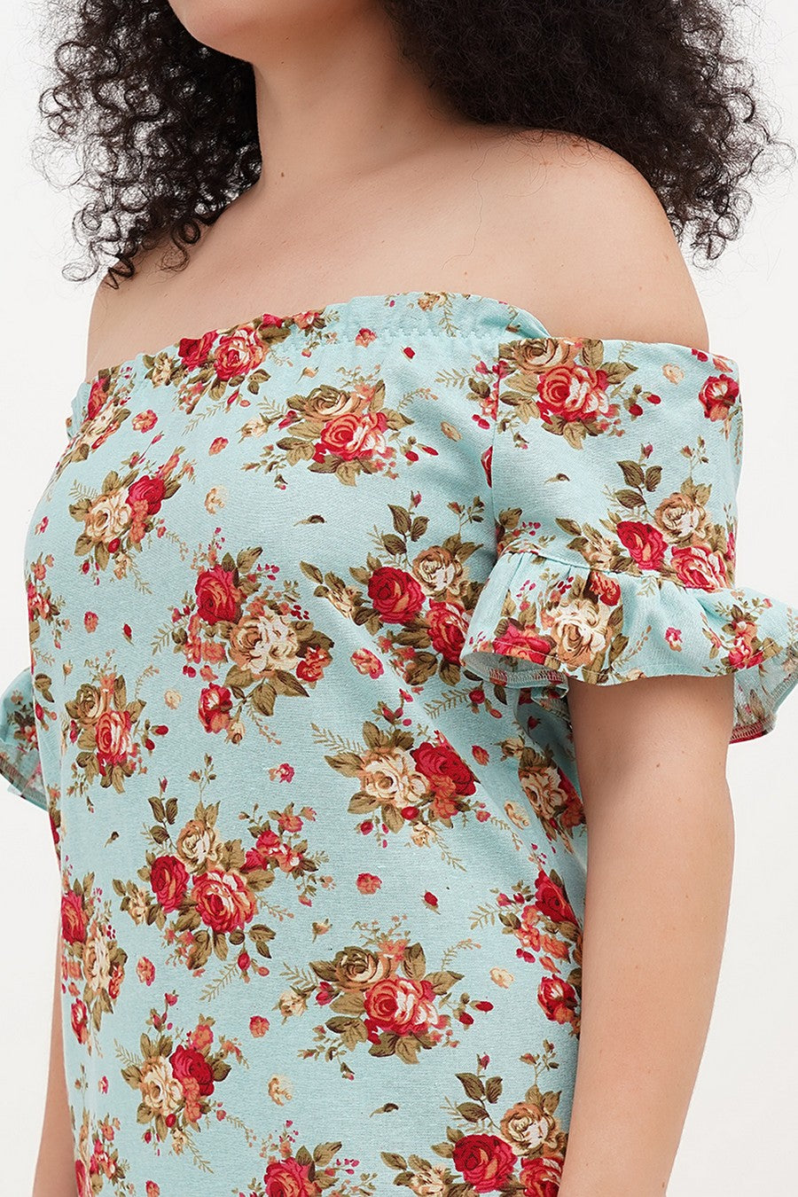 Платье с цветочным принтом 409 aqua flower print