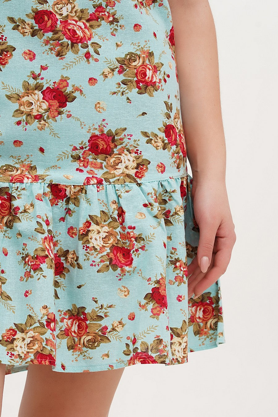 Платье с цветочным принтом 409 aqua flower print