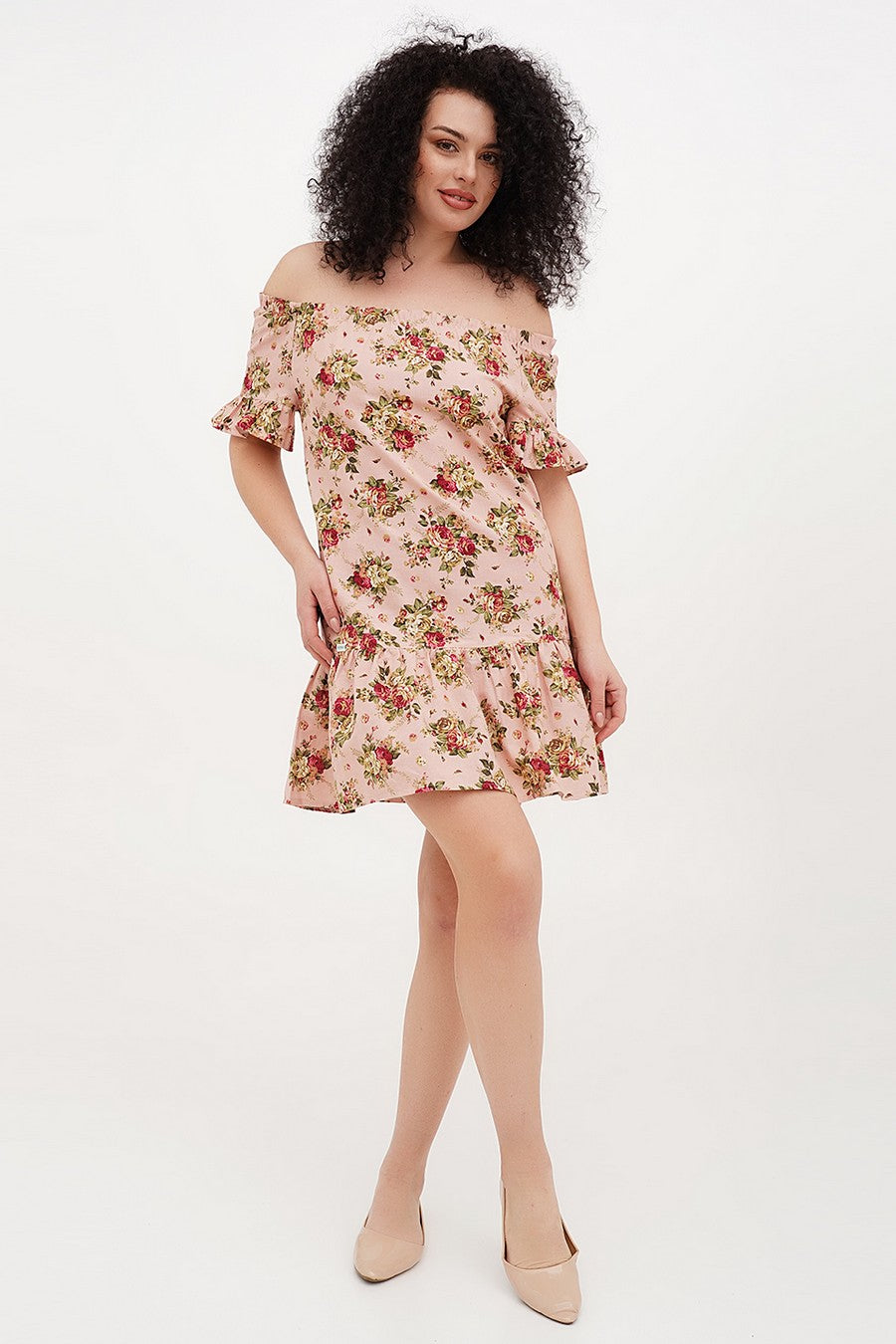 Платье с цветочным принтом 409 coral flower print